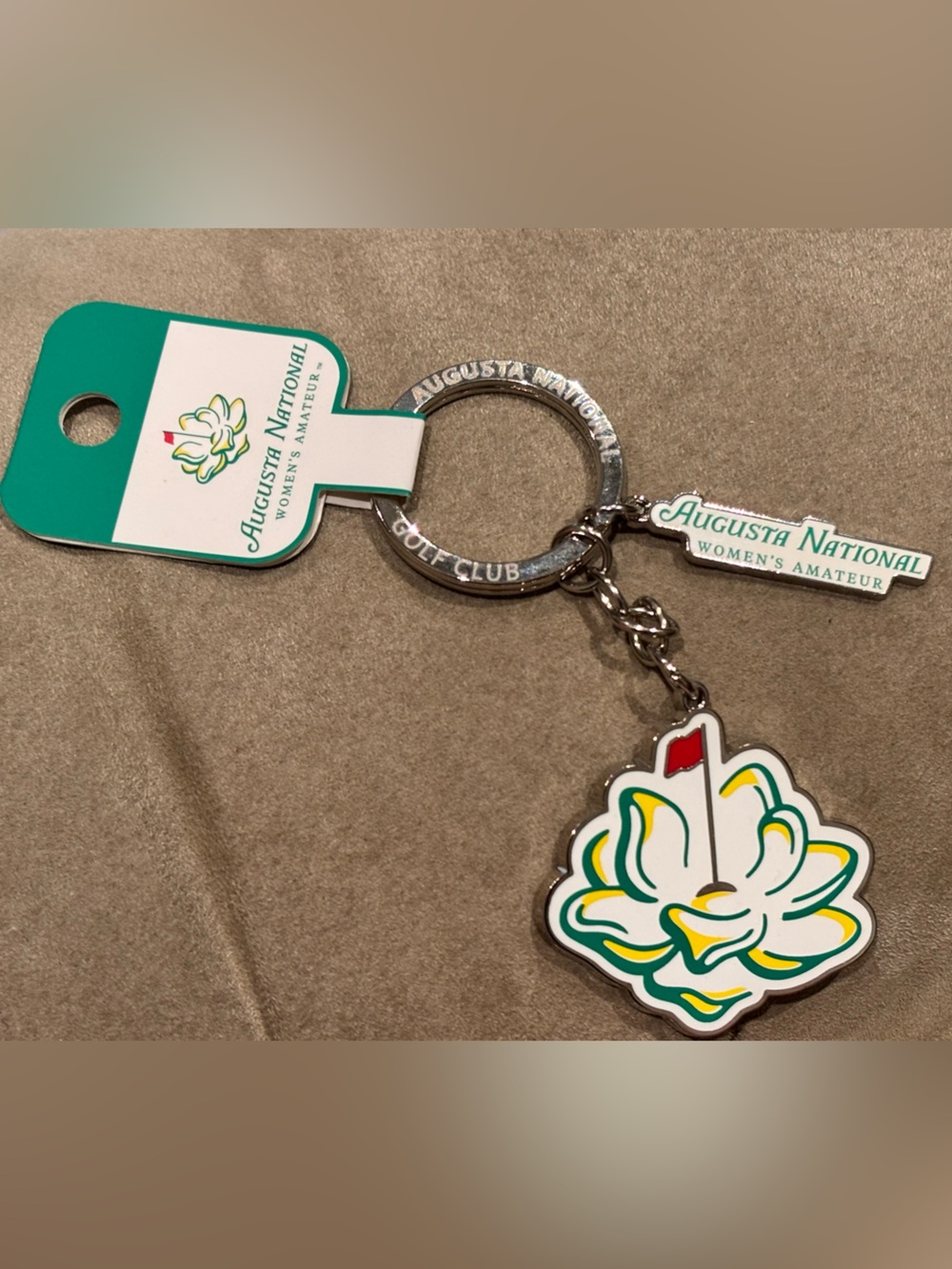 Augusta National Women's Amateur Green & White Enamel Keychain